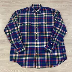 Polo Ralph Lauren Classic Fit Flannel Blue Plaid Workshirt Men’s Size XL